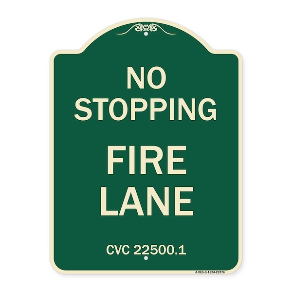 No Stopping Fire Lane Refer to CVC 22500.1 Heavy-Gauge Aluminum Sign, 24" x 18", G-1824-23576